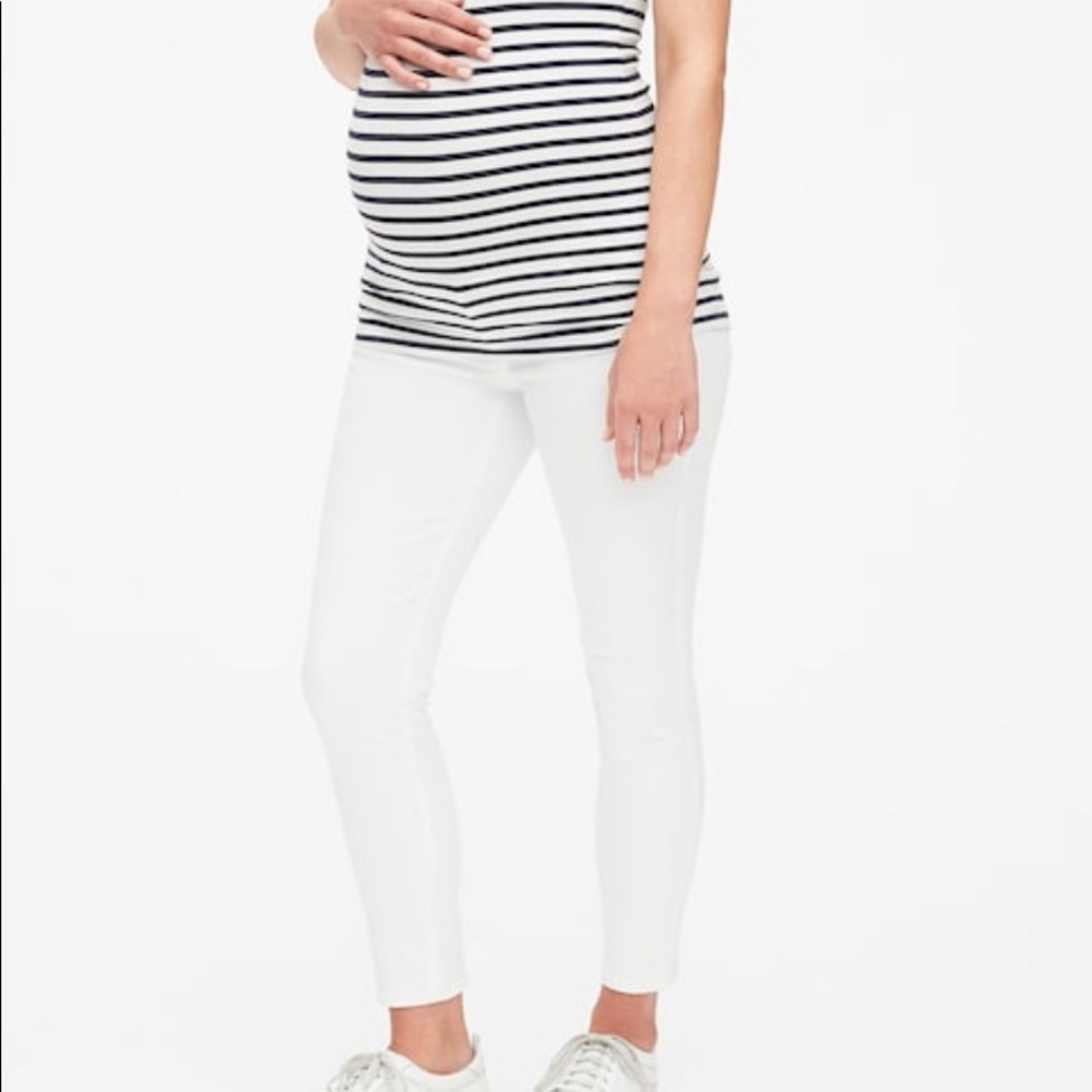 Gap maternity white denim jeans 2